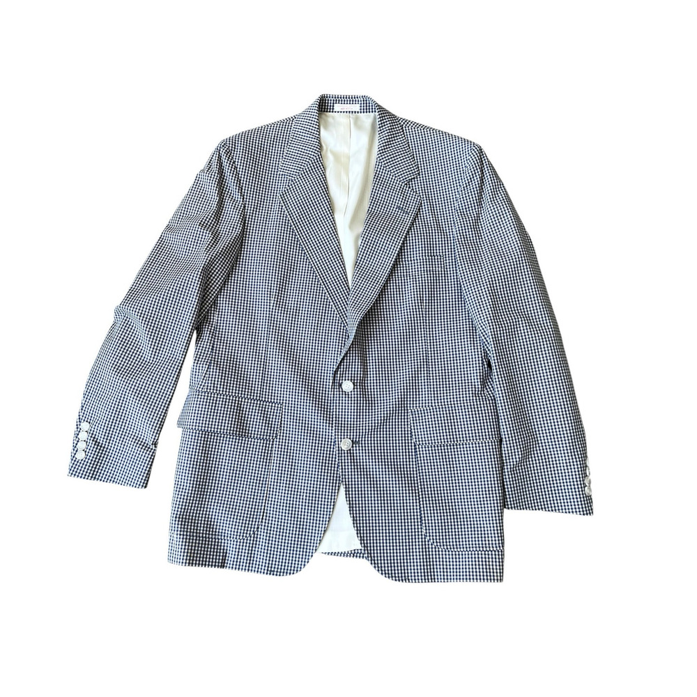 Vintage Norm Thompson  Cotton Houndstooth/Gingham Men's Sports Blazer 42(Read)